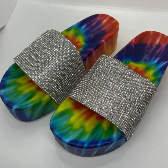 Women’s Summer Multicolor Rhinestone Slide Sandals - Picture 2 of 7